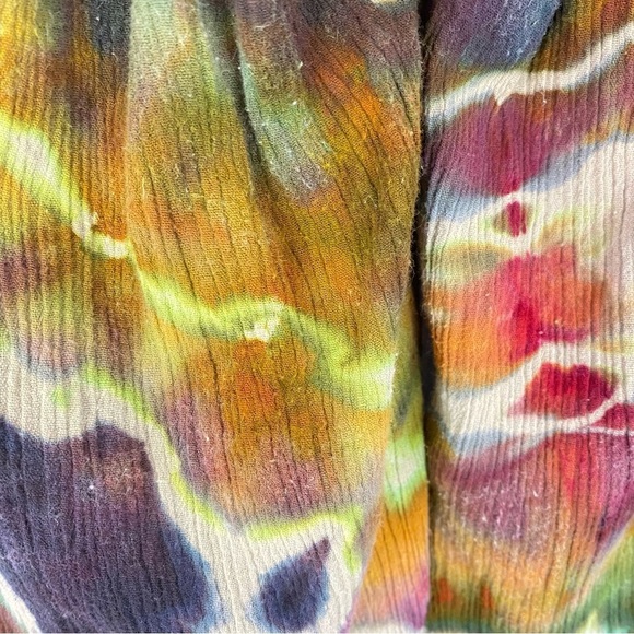 Handmade Tie Dye Pants Womens Small Geode Culottes Capri Crops Gold Purple Green - Picture 12 of 12